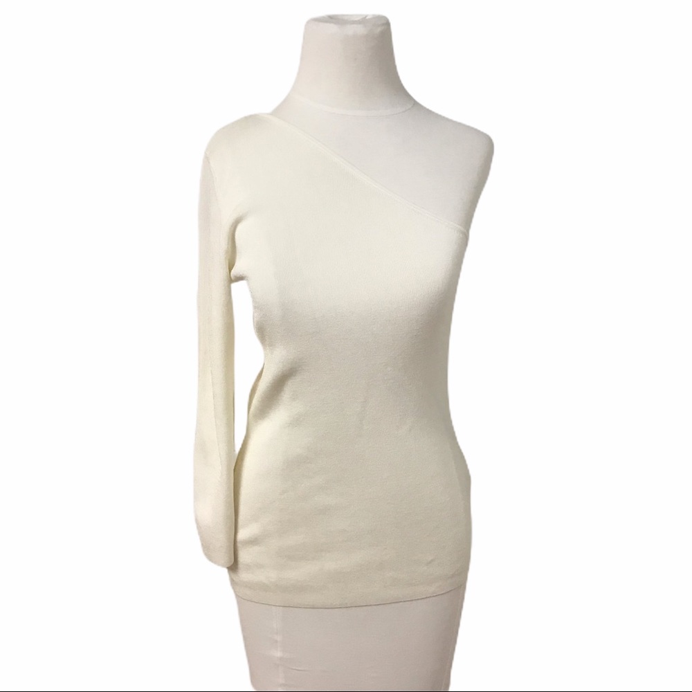 Massimo Dutti Ribbed Asymmetric One Shoulder Top